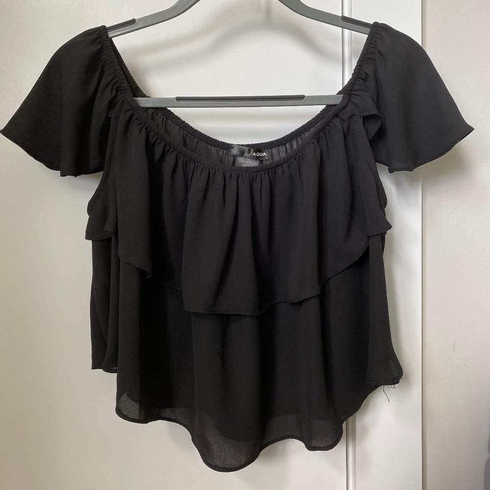 Aqua Off The Shoulder Ruffle Top Size L